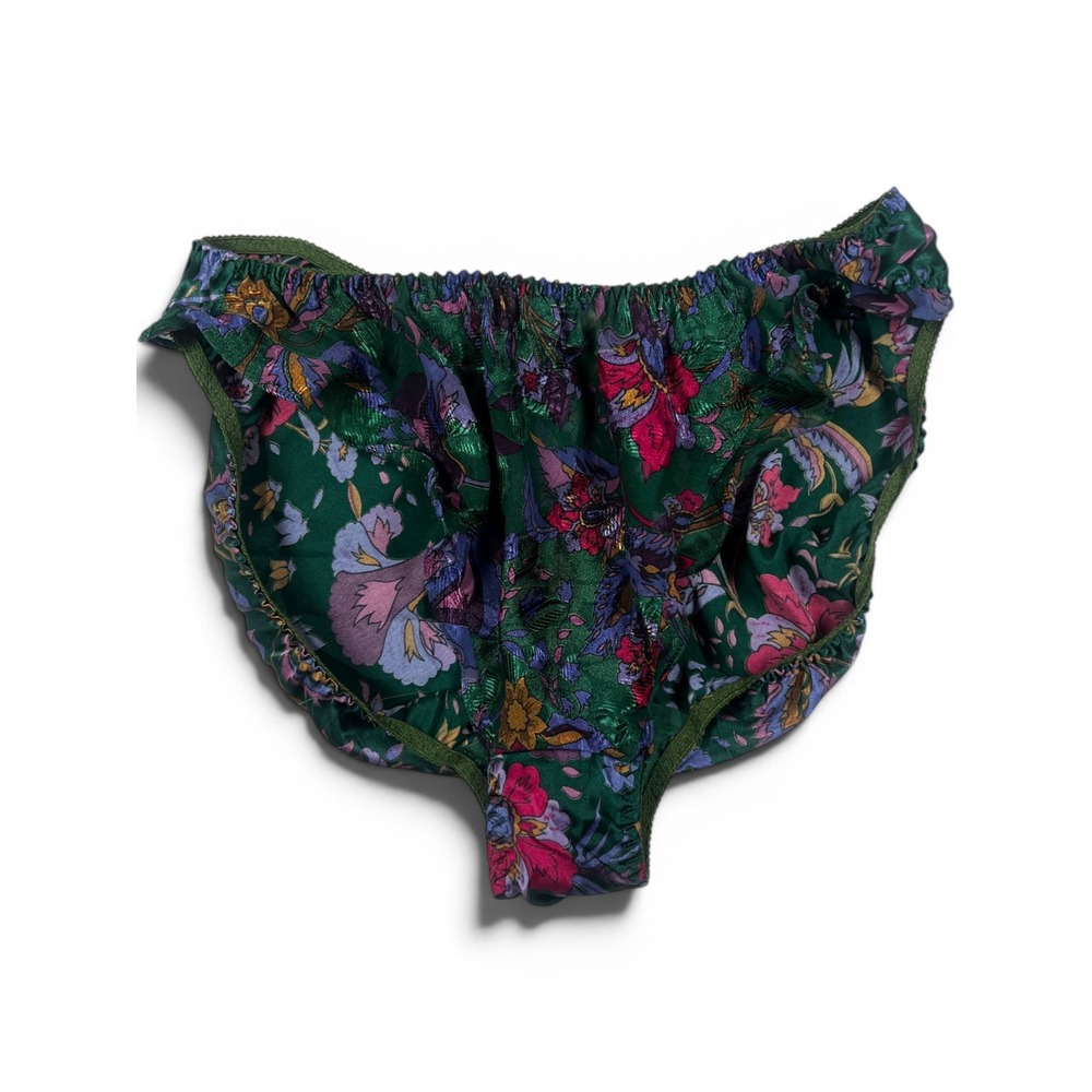 Vintage Gold Label Victorias Secret Floral Tap Pants Green Purple Lingerie SZ SM